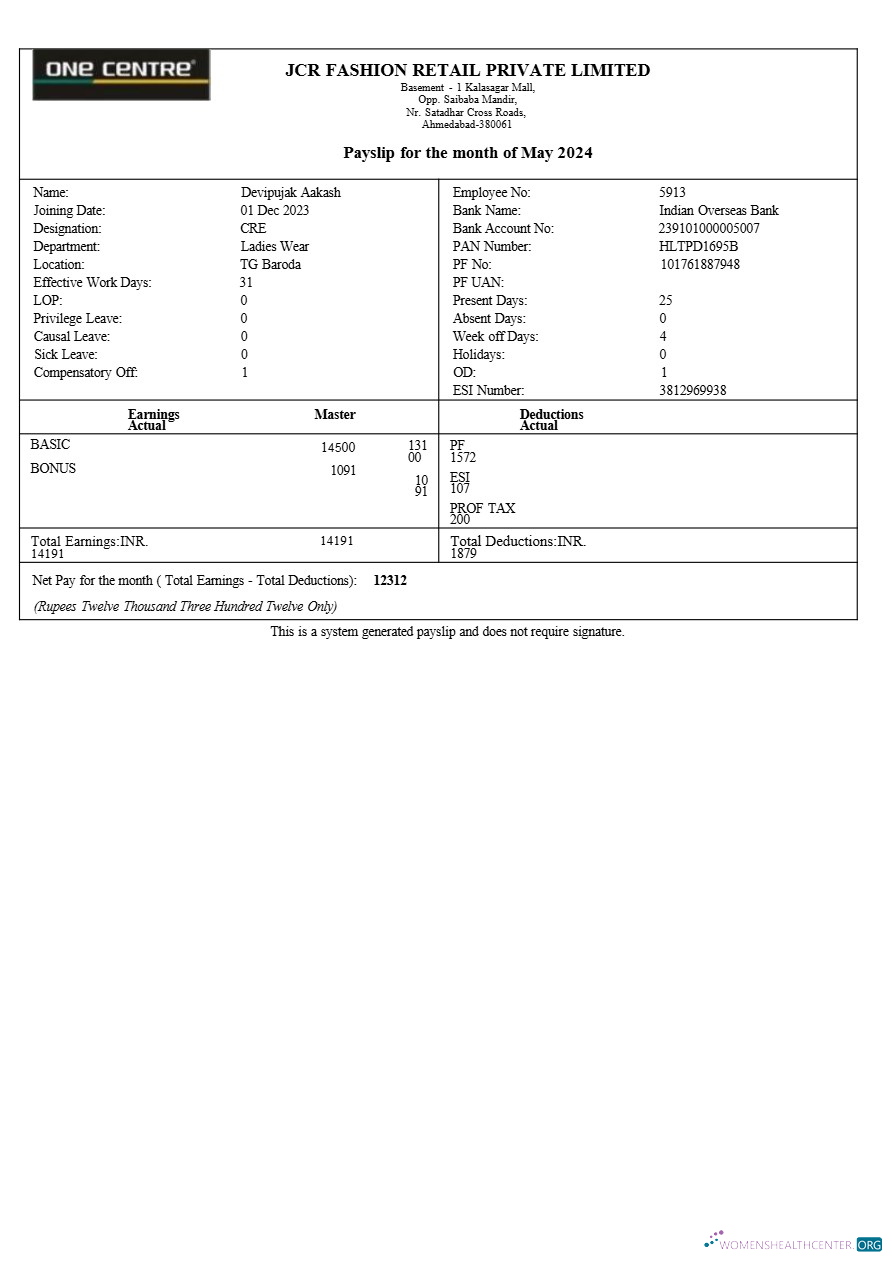 Download JCR Fashion Retail payslip template in Word and PDF formats.pdf, 1 Photoshop template